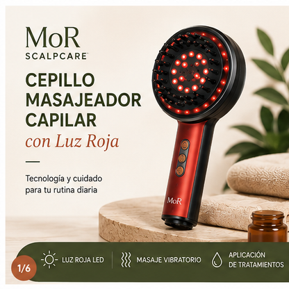 MoR ScalpCare™ – Cepillo Masajeador Capilar con Luz Roja