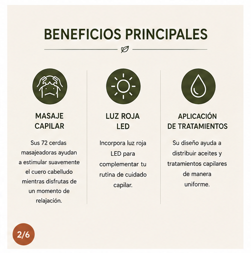 MoR ScalpCare™ – Cepillo Masajeador Capilar con Luz Roja