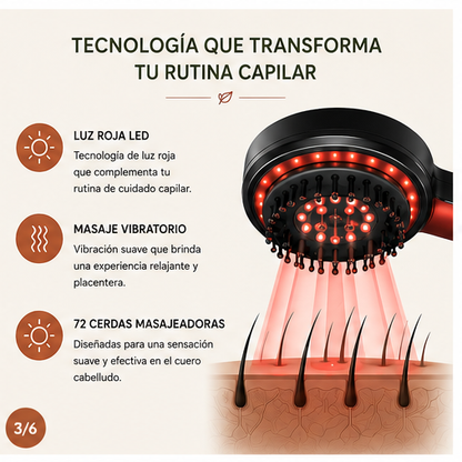 MoR ScalpCare™ – Cepillo Masajeador Capilar con Luz Roja