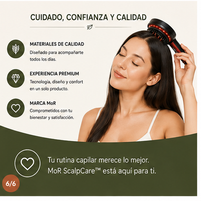 MoR ScalpCare™ – Cepillo Masajeador Capilar con Luz Roja
